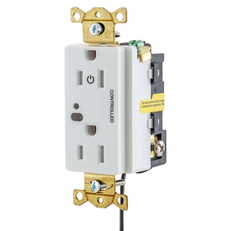Hubbell Wiring Device-Kellems Straight Blade Receptacle, 5-15R, 15 A, 125V AC, 2 Pole, 3 Wire, Grounded HBL5262LC1W
